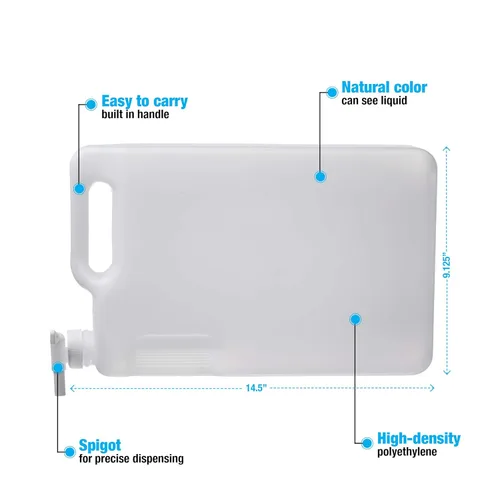 Miniatura 2 de Hudson Exchange - Contenedor Hedpak de 5 litros con espita, HDPE, natural, paquete de 4