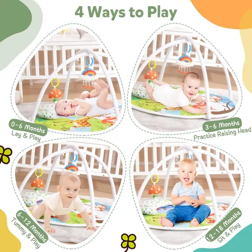 Miniatura 2 de ibabejoy - Tapete de juego de actividades para recién nacidos a niños pequeños, desarrollo de habilidades sensoriales y motoras basado