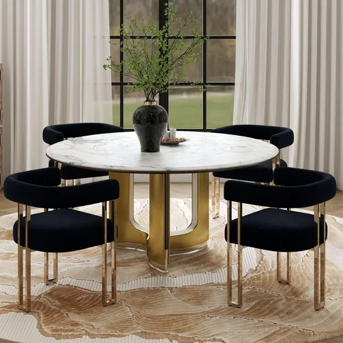 Miniatura 11 de Hyfirm Juego de 2 sillas de comedor de barril beige y dorado, modernas sillas tapizadas de terciopelo con respaldo curvado para isla de cocina