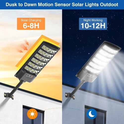 Miniatura 2 de Farolas solares impermeables para exteriores, 6500 K, luz de inundación gran angular de 320°, luz LED de estacionamiento solar con sensor
