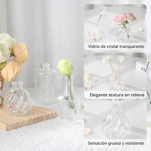 Miniatura 4 de RUCKAE Jarrones pequeños transparentes a granel, paquete de 22 mini jarrones de cristal para centro de mesa, decoración de boda, decoración
