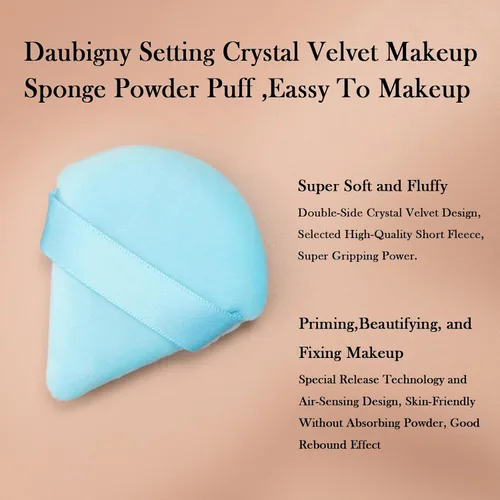 Miniatura 6 de Powder Puff Daubigny - 6 esponjas de maquillaje para la cara, suaves triangulares para polvo suelto, polvo mineral, polvo corporal, terciopelo, base