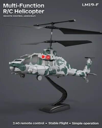 Miniatura 7 de Helicóptero RC con 10 misiles, helicóptero de control remoto LM19-F de 2.4 GHz, helicóptero militar para niños, luces LED, retención de altitud