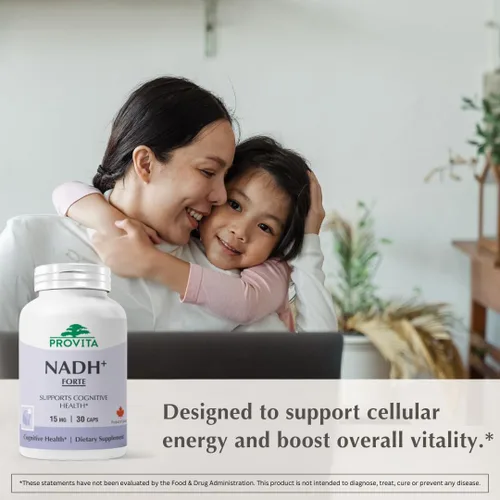 Miniatura 4 de PROVITA NADH+ Forte Suplemento de apoyo cognitivo con NADH, coenzima Q10 y clorofila Apoyo energético, enfoque, claridad mental y salud cerebral