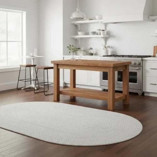 Miniatura 3 de Super Area Rugs Farmhouse - Alfombra trenzada de algodón reversible para cocina, gris y blanco, 4 x 6 pies, ovalada