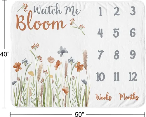 Miniatura 4 de Sweet Jojo Designs Manta de jardín floral bohemio para niña de flores – recién nacido mensual primer año foto crecimiento infantil regalo regalo