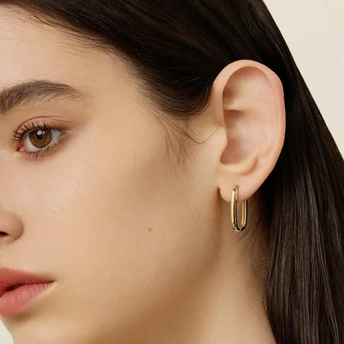 Miniatura 4 de Sterling Silver Rectangle Hoop Earrings for Women Silver Geometric Rectangle Hypoallergenic Earrings Square Hoops Earring