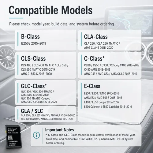 Miniatura 2 de A2189068403 Tarjeta SD de navegación de mapas de América del Norte (versión 14.0), compatible con A/B/C Clase E CLS GLS GLC CLA, solo apto