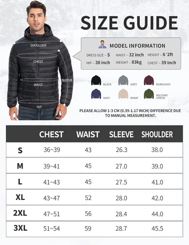 Miniatura 6 de Pioneer Camp Chaqueta acolchada ligera y plegable para hombre, con capucha, aislada, térmica, para correr, viajar