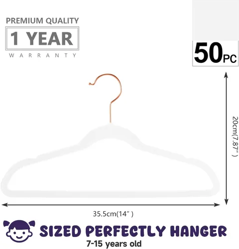 Miniatura 2 de MIZGI Perchas de terciopelo para niños, perchas antideslizantes para niños grandes, perchas de 14 pulgadas para jóvenes, ropa para adolescentes