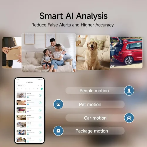 Miniatura 8 de fanxiang Cámara de seguridad inalámbrica 2K con batería recargable para exteriores, WiFi, rotación panorámica de 300°, detección de movimiento AI