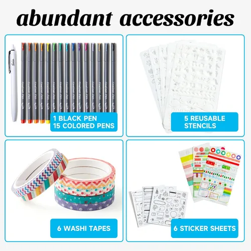 Miniatura 3 de feela Kit de Diario con Puntos, Cuaderno Planificador de Tapa Dura con Cuadrícula de Puntos para Principiantes Mujeres y Niñas, Toma de Notas