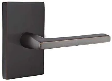 Miniatura 5 de Emtek Juego de privacidad, roseta rectangular moderna, palanca Helios, negro plano, LH