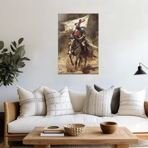 Miniatura 5 de Pintura de Caballero Templario Soldado Retro Arte de Pared Decoración Medieval Cruzada Estética Cuadro para Sala de Estar Dormitorio Oficina