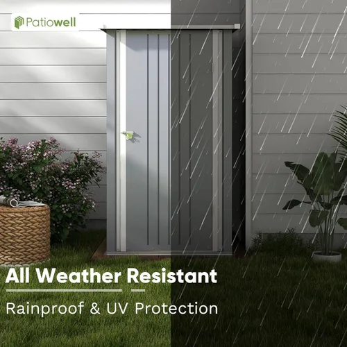 Miniatura 6 de Patiowell - Cobertizo de almacenamiento al aire libre de 3 x 3 pies, pequeño cobertizo de almacenamiento de herramientas de jardín con techo Gris