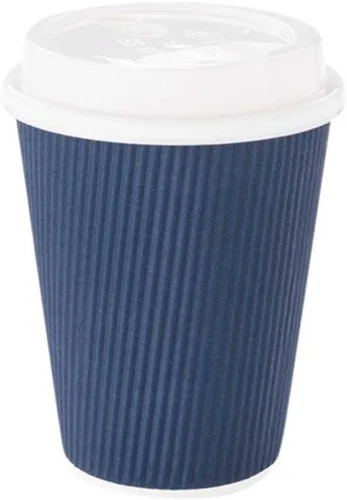 Miniatura 11 de Restaurantware -Tazas de café desechables de 12 onzas, 500 tazas calientes de pared ondulada para café - Las tapas se venden por separado, borde Azul