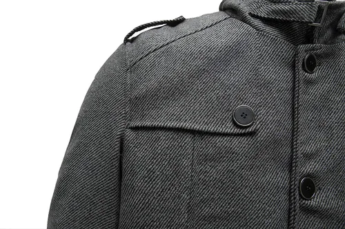 Miniatura 6 de Wantdo - Chaqueta cortavientos de cuello alto para hombre, mezcla de lana