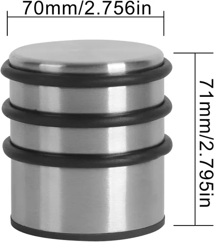 Miniatura 5 de KINJOEK Tope de puerta pesado, sin taladro, tope de puerta de acero inoxidable con bandas de goma protectoras, cuña de puerta para oficina, hogar