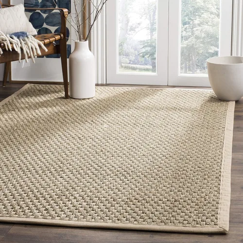 Miniatura 128 de Safavieh Natural Fiber NF114P - Alfombra redonda de hierba marina, tejido de canasta, con borde, de 244 cm, color gris Natural/ gris