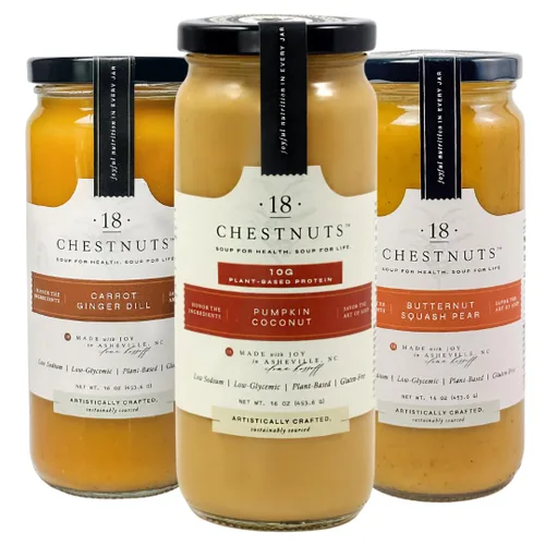 Miniatura 11 de 18 Chestnuts Sopa a base de plantas – Tomate toscano, a base de plantas, baja en grasa y baja en calorías y sin gluten – Paquete de 3 tarros