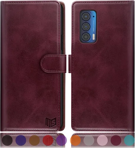 SUANPOT Funda tipo cartera para Motorola Moto Edge 5G UW/Edge 2021 – Bloqueo RFID, funda de piel sintética para teléfono, funda a prueba de golpes