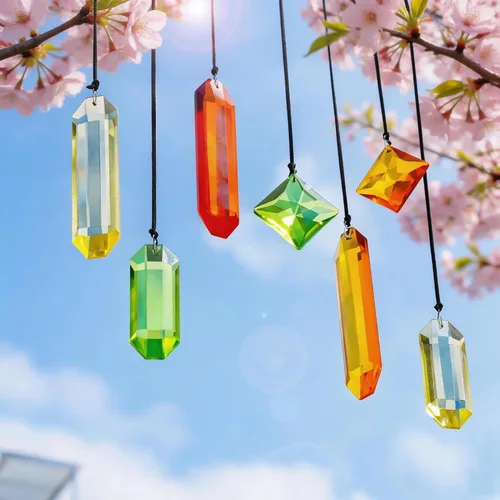 HDCRYSTALGIFTS 7 piezas de prismas de cristal atrapasoles para colgar en ventanas, atrapasoles de cristal arcoíris colgantes para ventanas