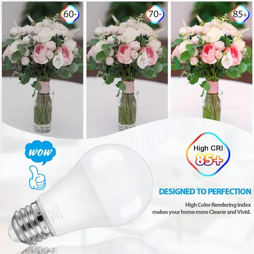 Miniatura 8 de ASOMST Paquete de 4 bombillas LED A19, bombilla LED equivalente a 100W, bombilla de 5000K 1100 lúmenes 11W, iluminación helada no regulable E26, CRI