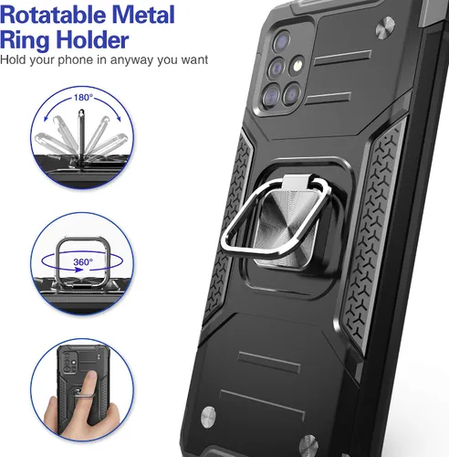 Miniatura 3 de Funda para Galaxy A71 5G con protector de pantalla, a prueba de caídas, ajuste delgado, con soporte para automóvil, funda protectora ligera