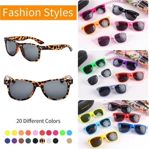 Miniatura 5 de 20 pares de lentes de sol a granel para adultos, retro de los años 70 y 90, gafas baratas para suministros de fiesta (negro)
