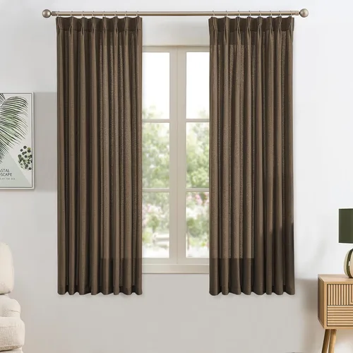 Miniatura 33 de RAIN CITY - Juego de 2 cortinas de 45 pulgadas de largo con plisado con pellizco, cortinas semitraslúcidas para dormitorio, cuarto de bebé