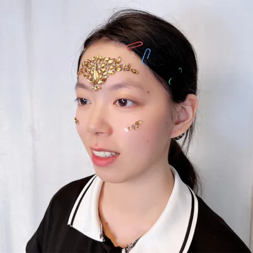 Miniatura 3 de Topz - Joyas de cara dorada para maquillaje de Halloween, festivales, boda, cara, gemas temporales, tatuajes de sirena, carnaval, cara, calcomanías