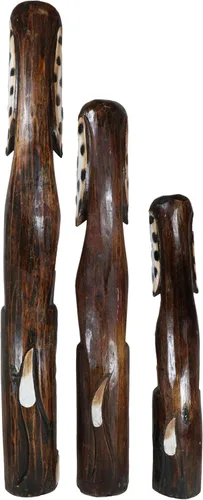 Miniatura 6 de Ebros Gift Balikraft - Juego de 3 figuras decorativas de madera tallada a mano, grandes orejas de polkadot, perro canino, familia, 38.5 pulgadas
