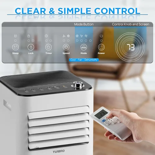 Miniatura 5 de TURBRO Finnmark - Aire acondicionado portátil de 8,000 BTU, deshumidificador y ventilador, unidad de aire acondicionado 3 en 1 para habitaciones