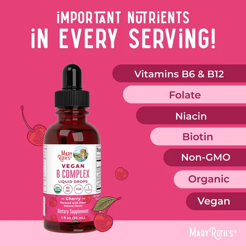 Miniatura 7 de MaryRuth Organics Complejo de Vitamina B Complejo de Vitaminas B Biotina Vitamina B12 Niacina Folato Suplemento de Apoyo Metabólico