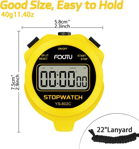 Miniatura 4 de Digital Simple Stopwatch Timer, No Bells, No Alarm, Simple Basic Operation, Silent, Clear Display, ON/Off, Large Display for Swimming Running