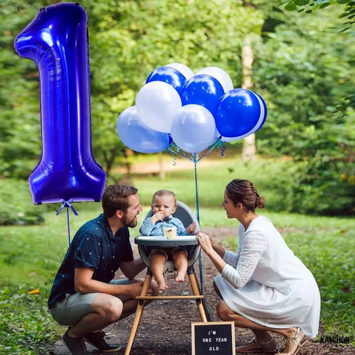 Miniatura 7 de KatchOn, Globo azul del número 1 para el primer cumpleaños, grande, 40 pulgadas, globo azul número 1 para primer cumpleaños, globo azul marino