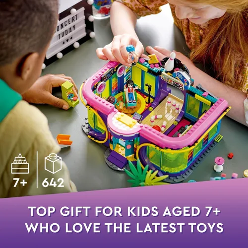 Miniatura 6 de LEGO Friends Roller Disco Arcade Set 41708, juego de bolos de juguete, mini muñeca Andrea incluida, idea de regalo de cumpleaños para niños, niñas