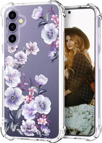 Miniatura 23 de Hungo Funda compatible con Samsung Galaxy S25 Plus/S24 Plus, diseño transparente, diseño femenino de piel femenina S24+ S25+ de astronauta