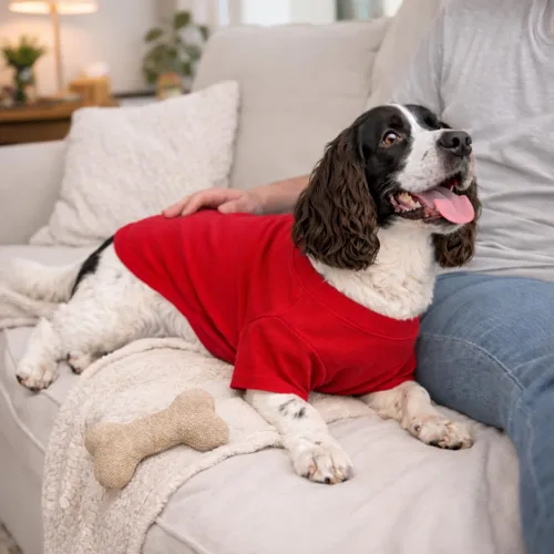 Miniatura 9 de Lovelonglong Ropa para Mascotas Disfraces para Perro Ropa para Perros Salchicha Camiseta en Blanco Camisetas para Perros Salchicha, Corgi 100% Rojo