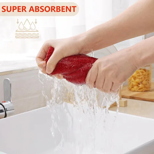 Miniatura 343 de Homaxy Trapos de cocina de 100% algodón, tejido de punto gofre, ultrasuaves, absorbentes y de secado rápido, 12 x 12 pulgadas, paquete de 6, blanco