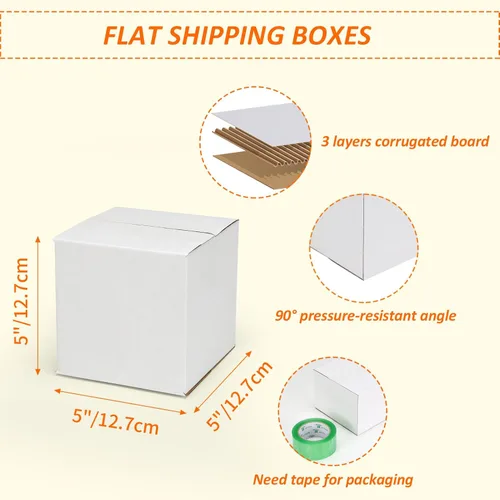 Miniatura 3 de HORLIMER Paquete de 40 cajas de envío de 5 x 5 x 5, caja de cartón corrugado blanco para correo, embalaje, pequeñas empresas