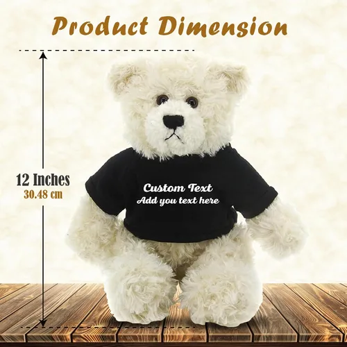 Miniatura 6 de Oso de peluche personalizado Brandon crema de 12 pulgadas, osos de peluche personalizados, gran regalo para San Valentín, graduación, cumpleaños