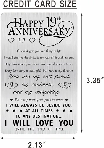 Miniatura 2 de Alotozo Tarjeta de regalo de aniversario de 19 años, feliz aniversario de boda, tarjeta grabada, tarjeta de regalo para él, su marido, novio