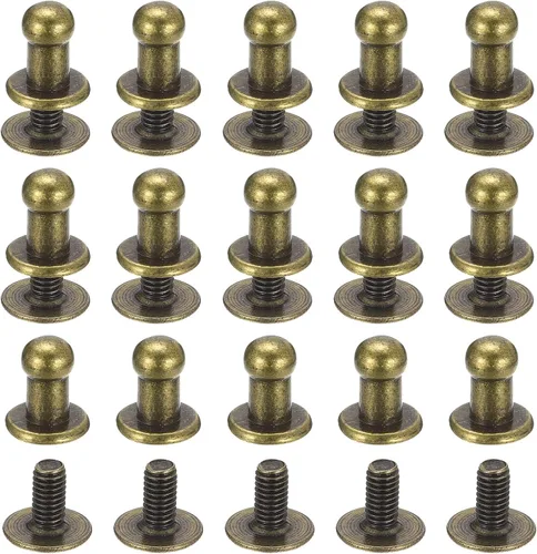 uxcell Remaches de cabeza de bola de 0.157 pulgadas (0.157 in), tornillo trasero, paquete de 15 remaches de pezón de botón de cabeza redonda para