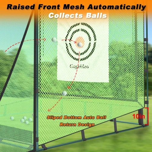 Miniatura 9 de Gagalileo Golf Driving Cage Net: Heavy Duty 1 in Steel Frame - Noise Reduction Target for Backyard Garage Indoor Simulator - 7x7x7 FT High Density