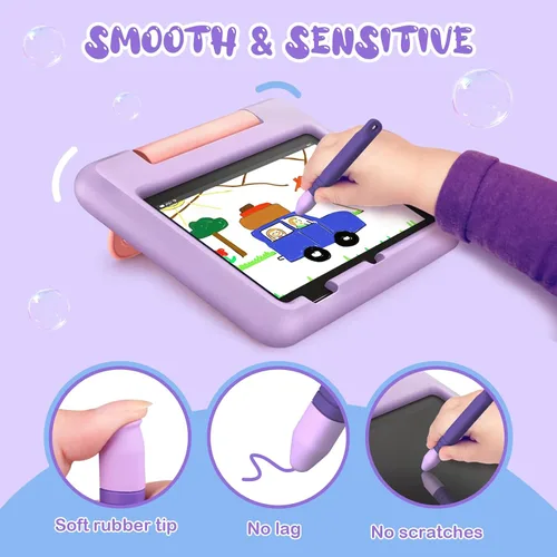 Miniatura 2 de Mixoo - Bolígrafos para pantallas táctiles con correas para niños, paquete de 2 lápices capacitivos antideslizantes para niños, compatible con iPad