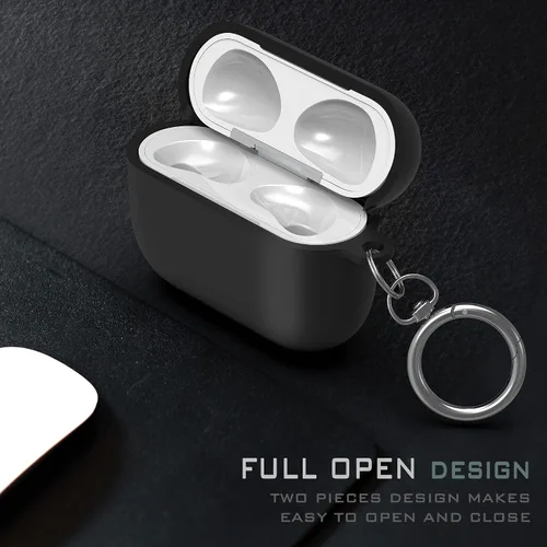 Miniatura 5 de Funda protectora de silicona híbrida compatible con AirPods 3, AirPods de 3ª generación 2021 con llavero delgado de dos piezas a presión