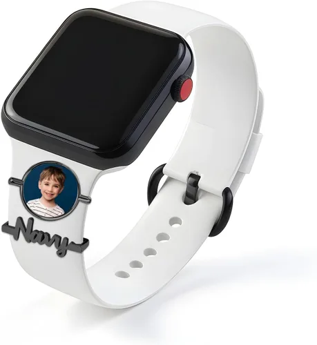 ubmpj Dijes de banda de reloj personalizados para reloj inteligente, cerraduras de banda mágica personalizadas con nombre y foto para mujeres,