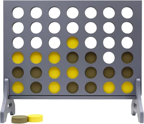 Miniatura 14 de Juego gigante 4 en una fila para familia y adultos – Tailgating Pros Jumbo de madera gris cuatro en una fila juego de patio para interiores