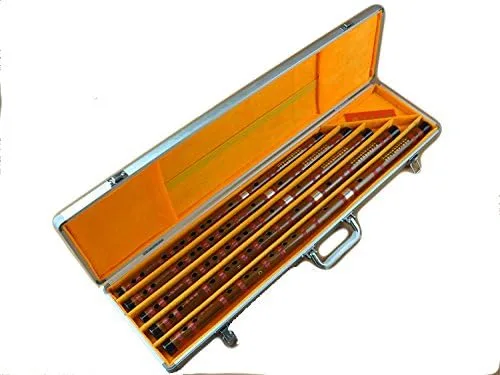 OrientalMusicSanctuary ATTESTADO: Dong Xue Hua Dizi Modelo 8881 - Flauta de bambú china (juego completo de 5 (CDEFG) con estuche de aluminio
